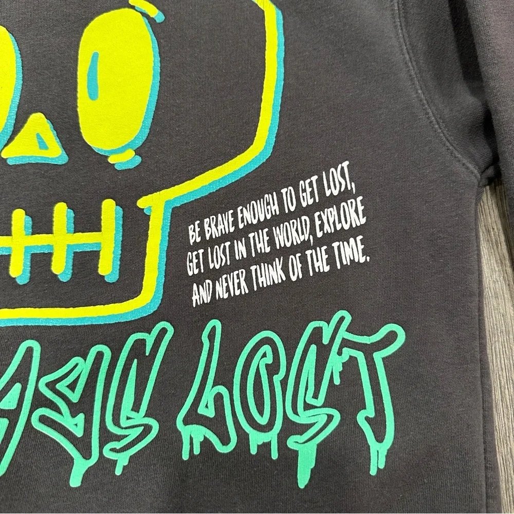 Zara Gray “Always Lost” Skull Graphic Sweatshirt, Size 6/7